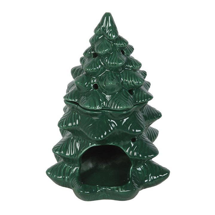 Brûleur chauffe-cire en forme de sapin d'hiver vert