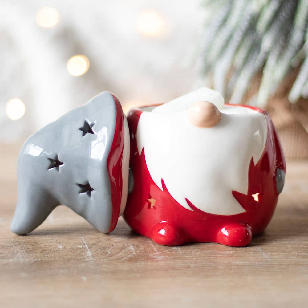 Brûleur nain de Noël rouge et gris