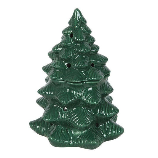 Brûleur chauffe-cire en forme de sapin d'hiver vert