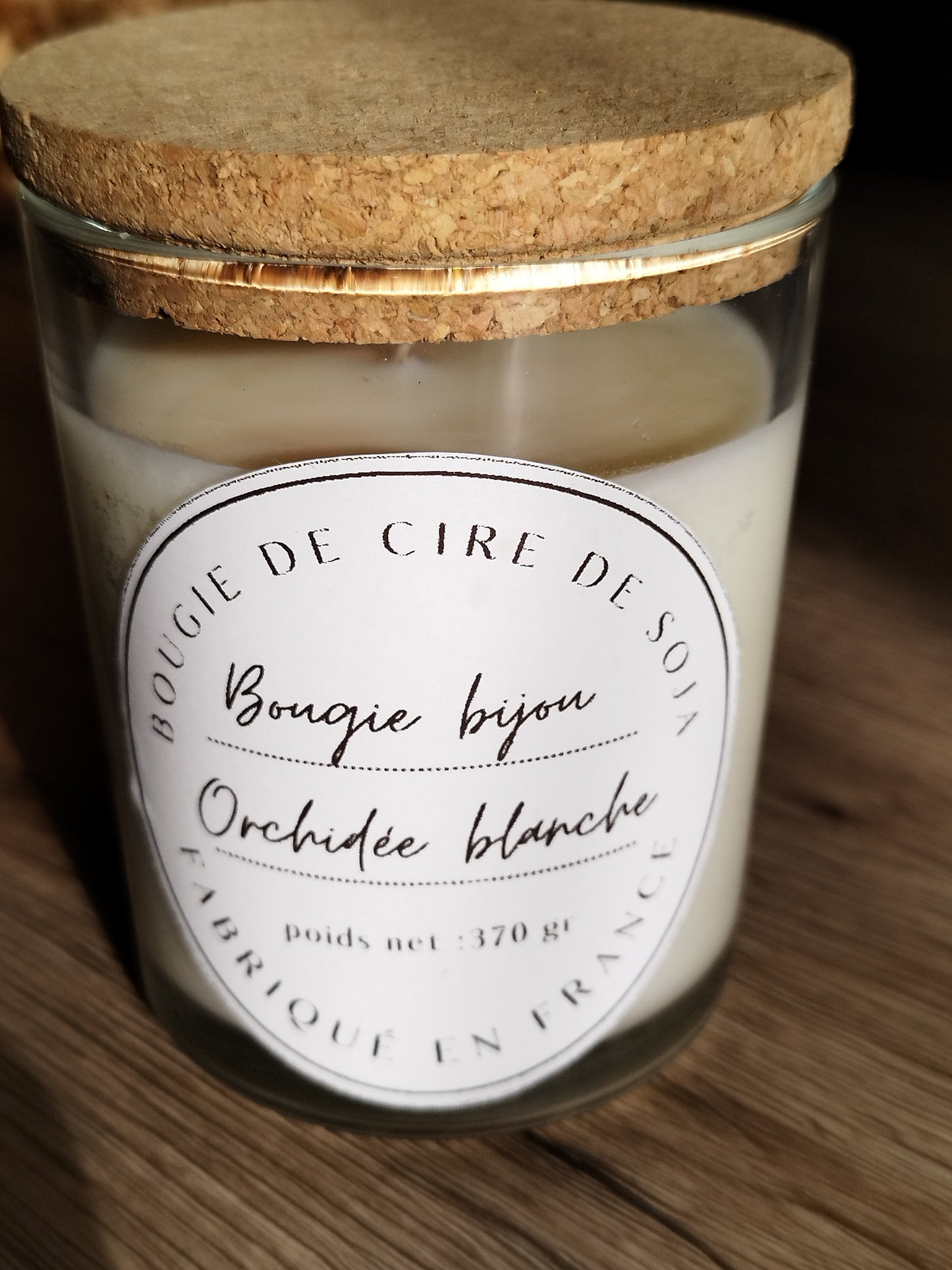 Bougie bijou  Orchidée blanche  (bracelet  doré)