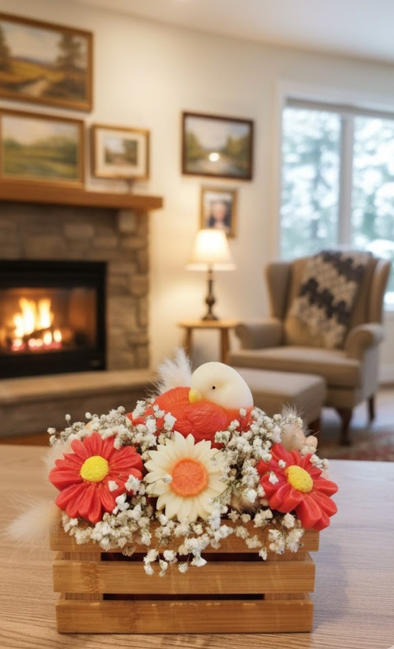 Composition oiseau parfum barbe à papa