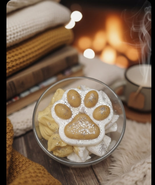 Bougie patoune :éclat  de noisettes un don de 3 euros seront reversés a l association un poil d espoir