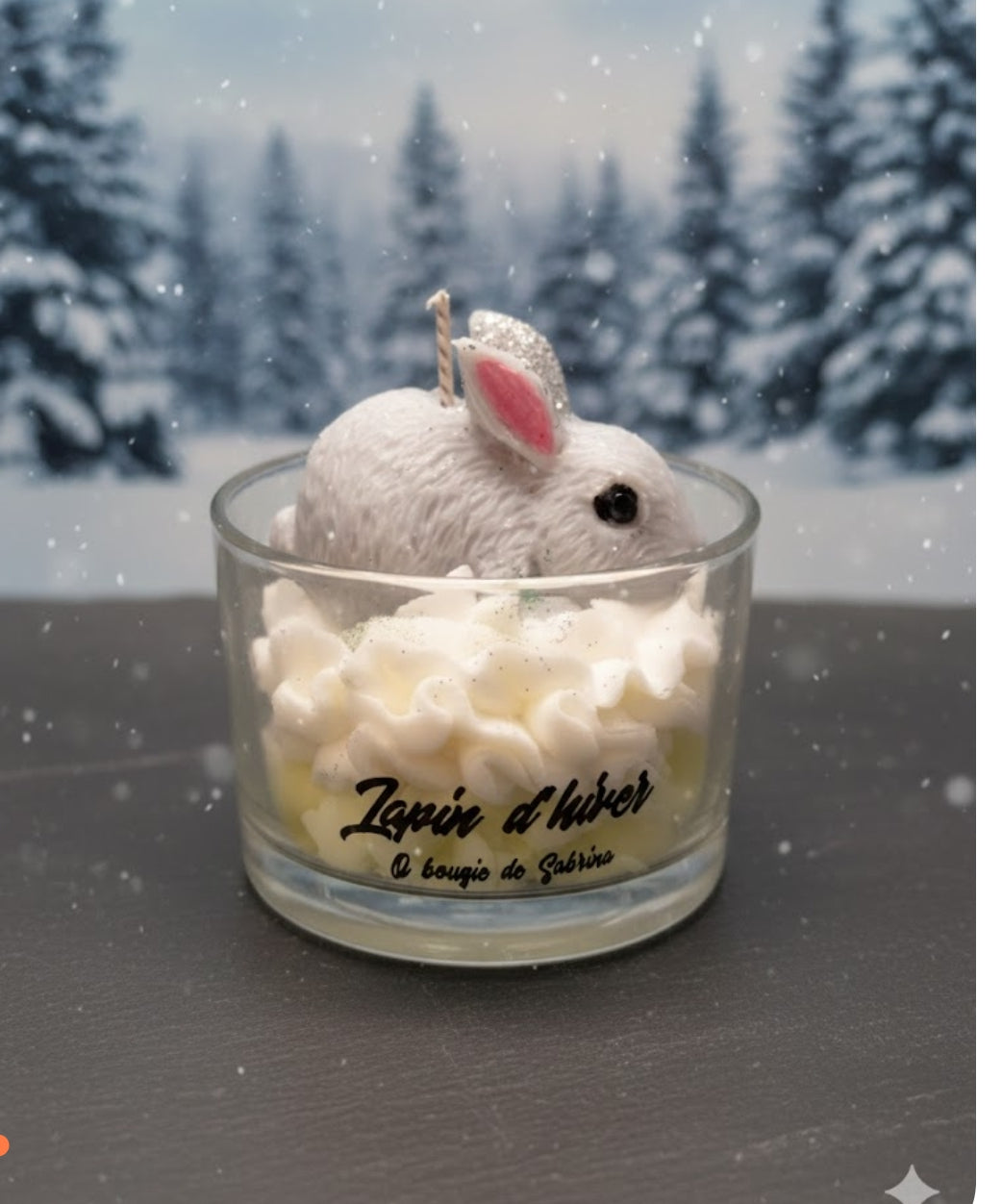 Bougie : lapin d hiver parfum figue et santal