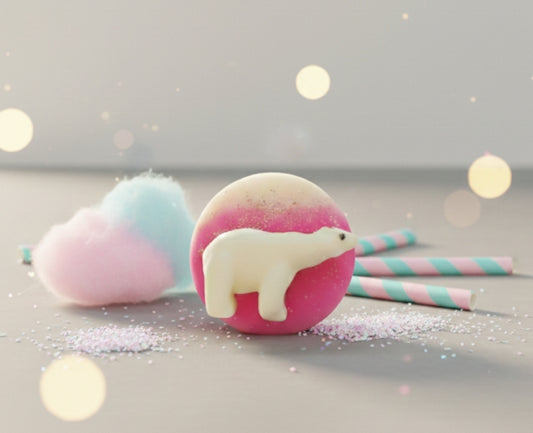 Fondant galet ours polaire  barbe a papa
